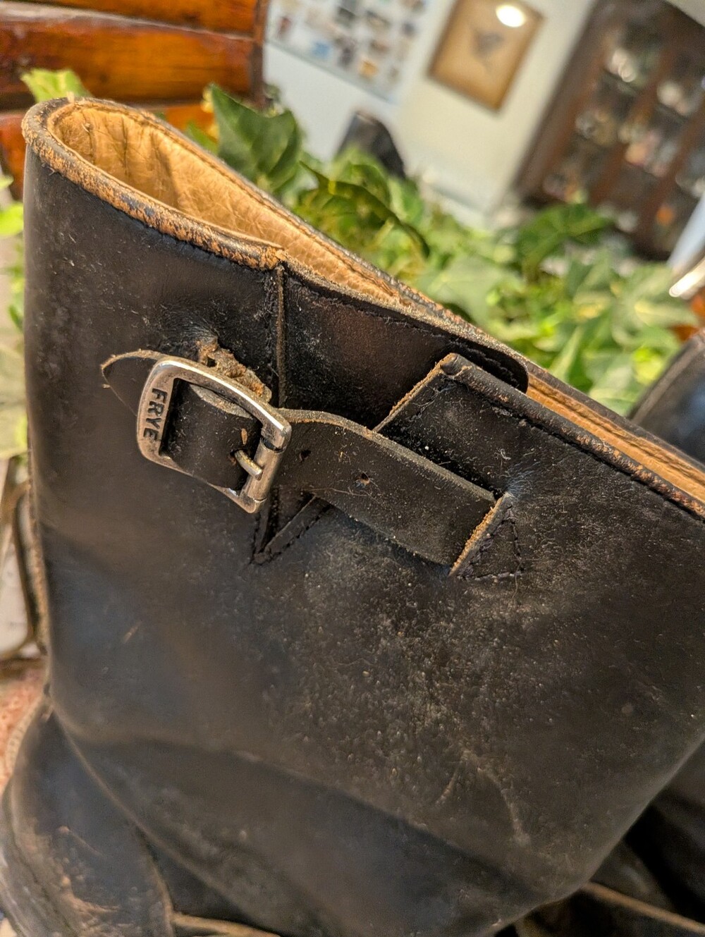 Frye Black Leather Mid-Calf Buckle Boots - Picture 3 of 10